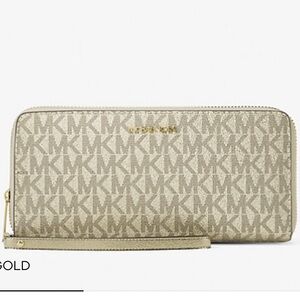 NWT Michael Kors Logo Large Metallic Signature Women's Wallet